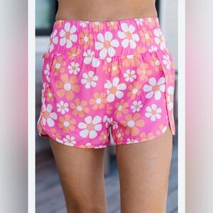 Pink Lily Pink and Orange Floral Shorts